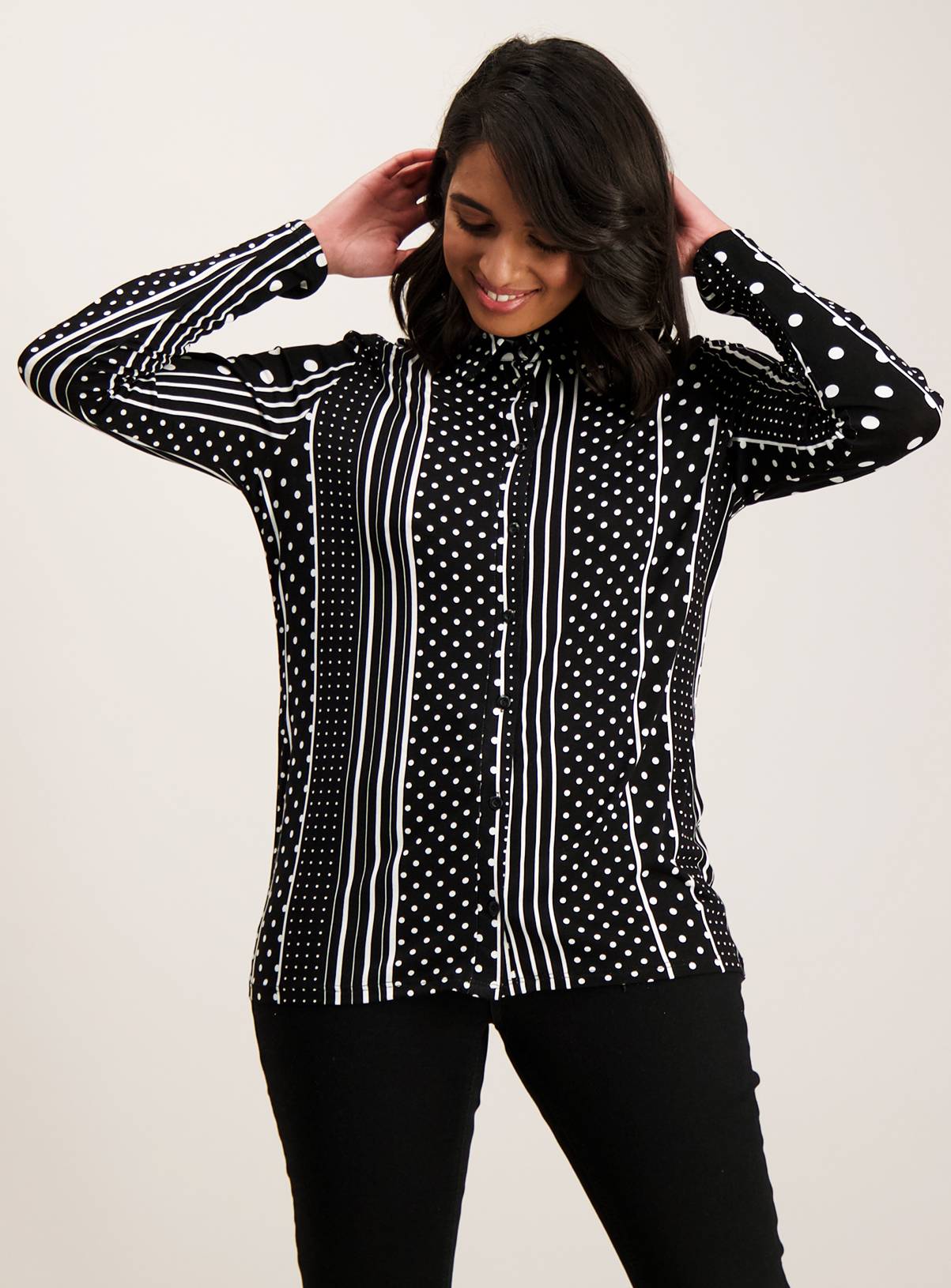 SKU COLOUR CLASH LS SPOT STRIPE SHIRT:Multi Coloured:28 - Image 1
